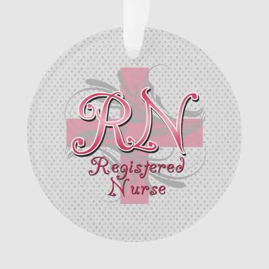 Registrierte Krankenschwester RN, rosa QuerWirbel Ornament (Vorderseite)