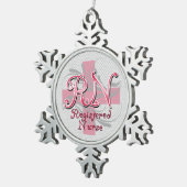 Registrierte Krankenschwester RN, rosa QuerWirbel Schneeflocken Zinn-Ornament (Rechts)