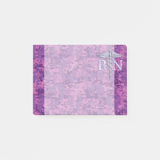 Registrierte Krankenschwester RN silberner Post-it Klebezettel (Vorderseite)