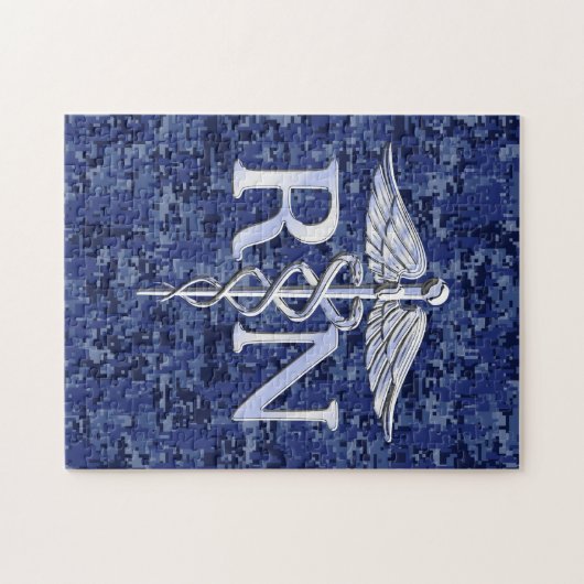 Registrierte Krankenschwester RN silberner Puzzle (Horizontal)