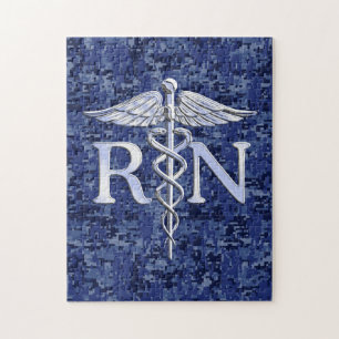 Registrierte Krankenschwester RN silberner Puzzle