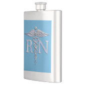 Registrierte Krankenschwester RN Silver Caduceus a Flachmann (Links)