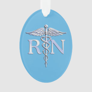 Registrierte Krankenschwester RN Silver Caduceus a Ornament