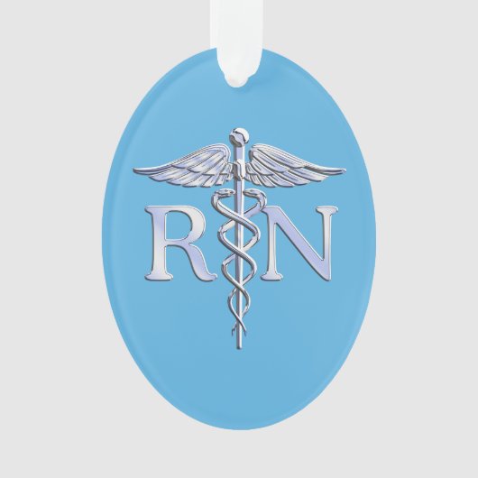 Registrierte Krankenschwester RN Silver Caduceus a Ornament (Vorderseite)