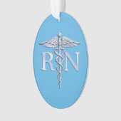 Registrierte Krankenschwester RN Silver Caduceus a Ornament (Vorderseite)
