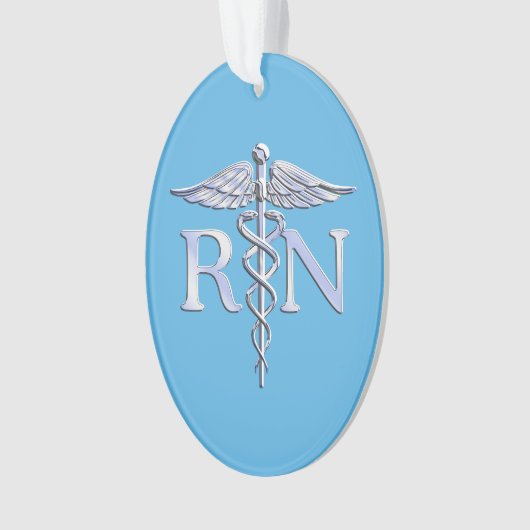 Registrierte Krankenschwester RN Silver Caduceus a Ornament (Vorderseite)