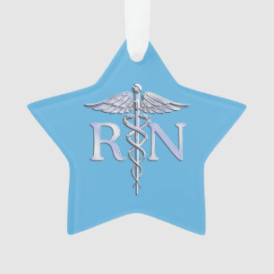 Registrierte Krankenschwester RN Silver Caduceus a Ornament