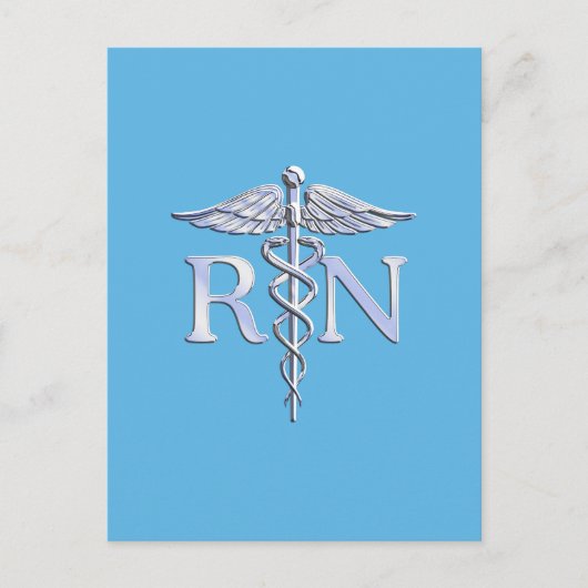 Registrierte Krankenschwester RN Silver Caduceus a Postkarte (Vorderseite)