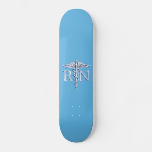 Registrierte Krankenschwester RN Silver Caduceus a Skateboard (Vorderseite)