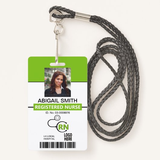 Registrierte Krankenschwester RN-Vorlage für grüne Ausweis (Vorderseite mit Schlüsselband)