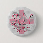 Registrierte Krankenschwester, rosa QuerWirbel Button (Vorderseite)