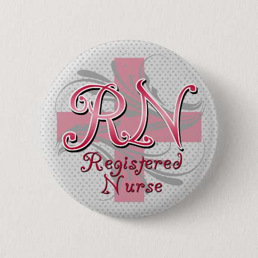 Registrierte Krankenschwester, rosa QuerWirbel Button (Vorderseite)