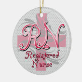 Registrierte Krankenschwester, rosa QuerWirbel Keramik Ornament (Links)