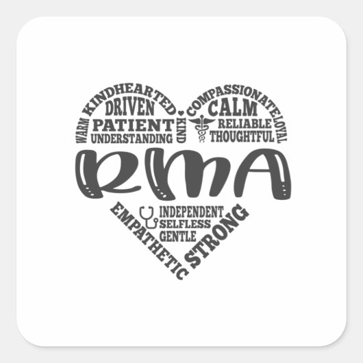Registrierte medizinische Assistentin, Rma Quadratischer Aufkleber (Vorderseite)