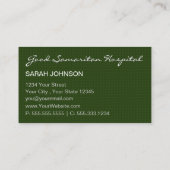 Registrierte Nurse Texturtexturierte FARBEN Visitenkarte (Rückseite)