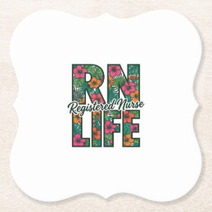 Registrierte Pflegefachfrau RN Life Floral Vektor  Untersetzer