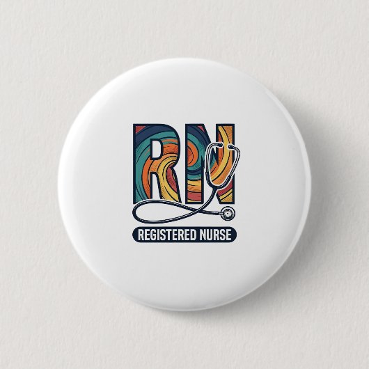 Registrierte Pflegefachfrau RN Vintage-Regenbogen- Button (Vorderseite)