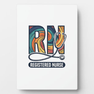 Registrierte Pflegefachfrau RN Vintage-Regenbogen- Fotoplatte