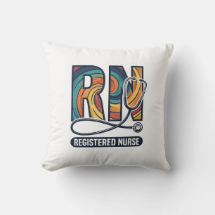 Registrierte Pflegefachfrau RN Vintage-Regenbogen- Kissen