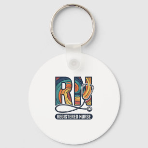 Registrierte Pflegefachfrau RN Vintage-Regenbogen- Schlüsselanhänger