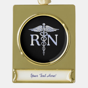 Registrierte Pflegekraft RN Caduceus Schlangen mas Banner-Ornament Gold