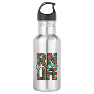 Registrierte Pflegekraft RN Life Floral Vektor Des Edelstahlflasche