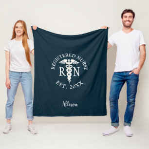 Registrierter Nurse-Abschluss Blauer Kundenname Fleecedecke