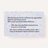 Registrierter therapeutischer Hund - hellgrünes Ab Ausweis (Rückseite)