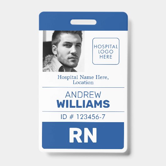Registriertes Nurse-ID Nummer Blue White Logo Foto Ausweis (Front)