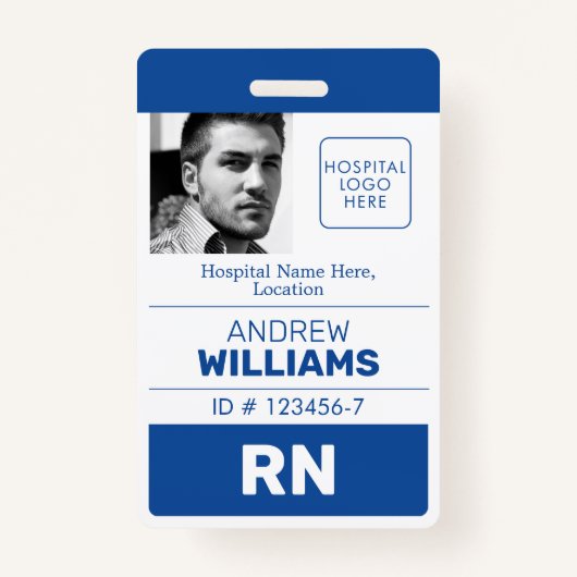 Registriertes Nurse-ID Nummer Blue White Logo Foto Ausweis (Vorderseite)