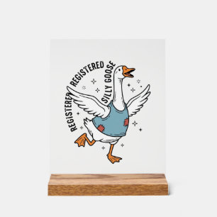Registriertes Silly Goose Vintage Vector-Shirt-Des Acrylschild