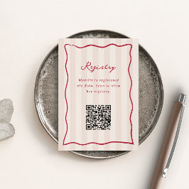 Registrierung des rosa und roten Streifen-Brautpar Begleitkarte