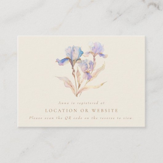 Registrierung für Aquarellfarben-Iris-Kinderdusche Begleitkarte (Vorderseite)