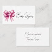 Registrierung für rosa Bow & Crown Baby Showroom Visitenkarte (Vorne/Hinten)