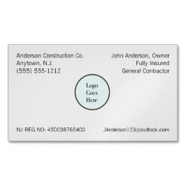 Registrierung Ihrer Logofirmen Magnetische Visitenkarte