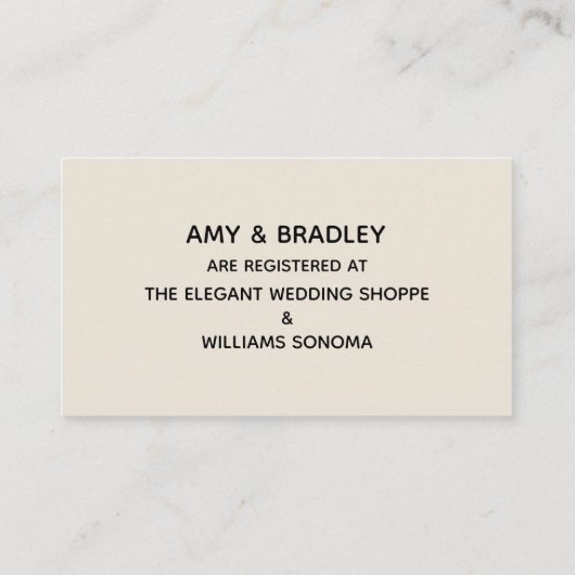 Registrierung lässiger Handschriftencreme Begleitkarte (Rückseite)