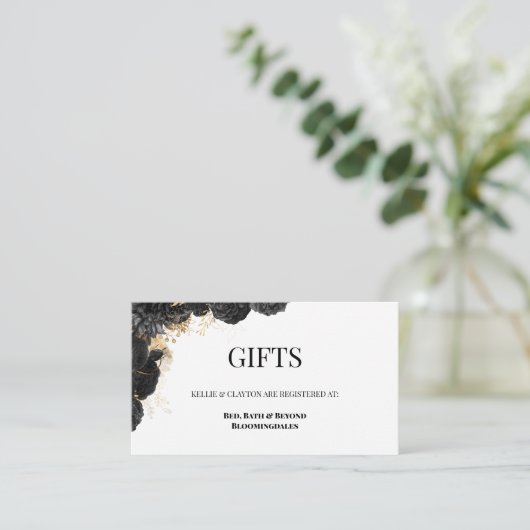 Registrierung von Geschenken für Schwarz und Gold Begleitkarte (Stehend Vorderseite)