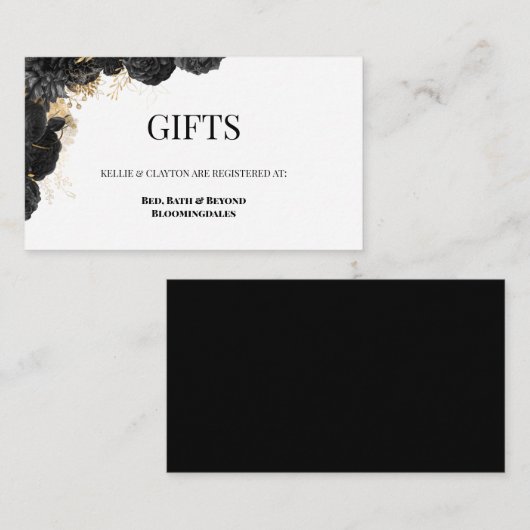 Registrierung von Geschenken für Schwarz und Gold Begleitkarte (Vorne/Hinten)