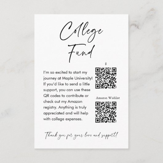 Registrierung von Geschenkgutschriften für Minimal Begleitkarte (Rückseite)