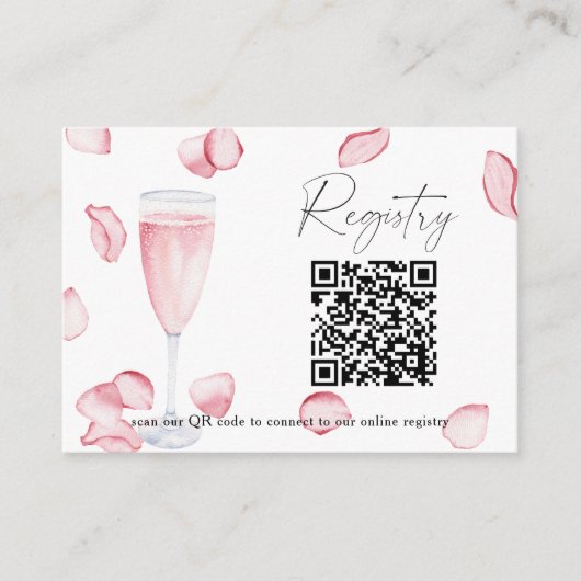 Registrierung von Petalen und Prosecco-QR-Brautpar Begleitkarte (Vorderseite)
