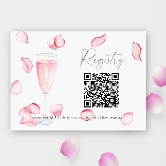 Registrierung von Petalen und Prosecco-QR-Brautpar Begleitkarte