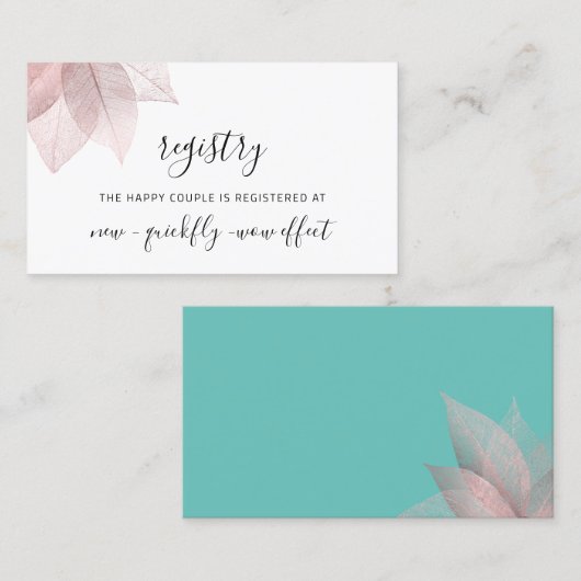 Registrierungs-Empfang-Abschlusskarte White Rose G Visitenkarte (Vorne/Hinten)