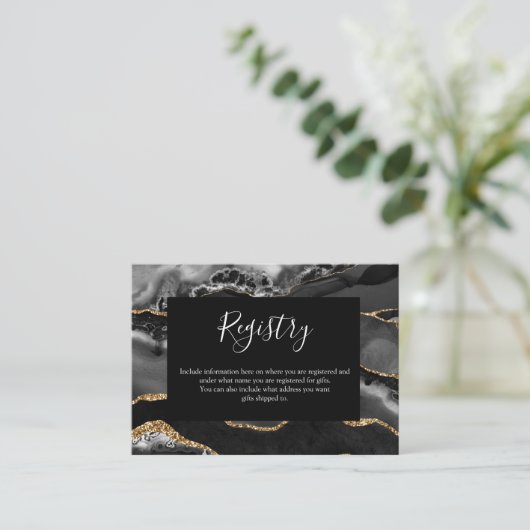 Registrierungskarte Formelles Classic Black Agate Begleitkarte (Stehend Vorderseite)