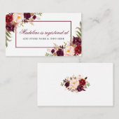 Registrierungskarte für Burgund-Brautparty Begleitkarte (Vorne/Hinten)