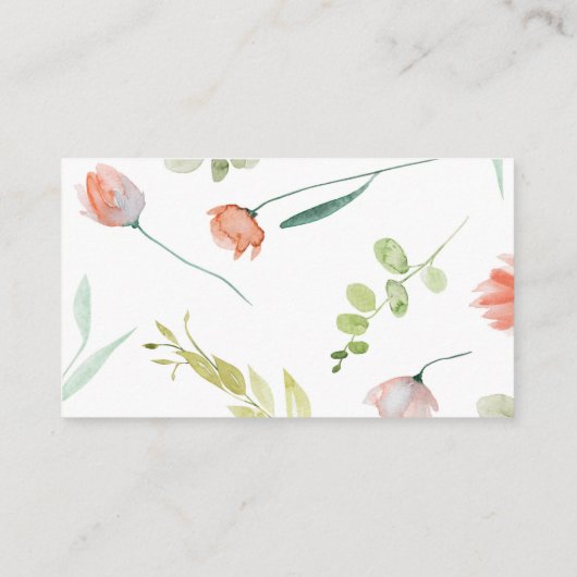 Registrierungskarte für die korallengrüne Blume Visitenkarte (Rückseite)
