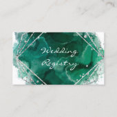 Registrierungskarte für grüne und silberne Hochzei Visitenkarte (Vorderseite)