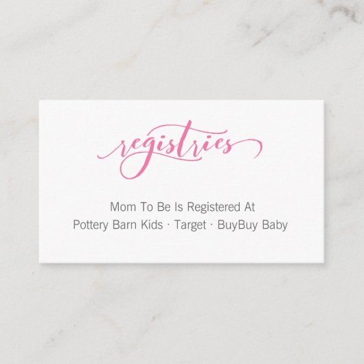 Registrierungskarte für kalligrafische Babydusche Begleitkarte (Vorderseite)