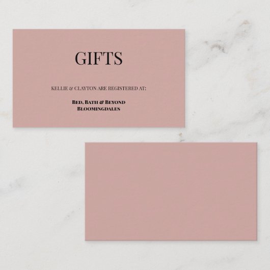 Registrierungskarte für Rose/Schwarzes Geschenk Begleitkarte (Vorne/Hinten)