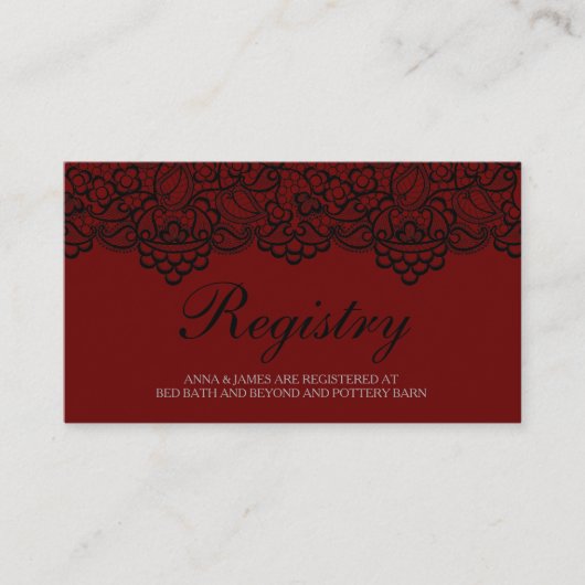 Registrierungskarte für Schwarz-Rot-Spitzen-Hochze Begleitkarte (Vorderseite)