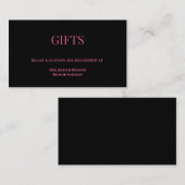 Registrierungskarte für Schwarz/Weiß-Geschenk Begleitkarte (Vorne/Hinten)